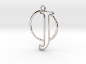 Initial J & circle  in Rhodium Plated Brass