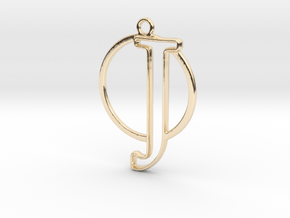 Initial J & circle  in 14k Gold Plated Brass