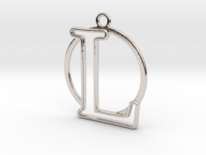 Initial L & circle  in Rhodium Plated Brass