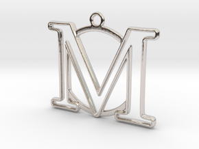 Initial M & circle  in Rhodium Plated Brass
