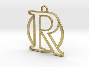 Initial R & circle  in Natural Brass