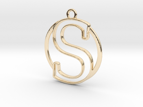 Initial S & circle  in 14K Yellow Gold