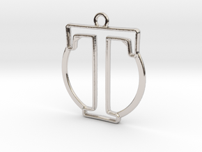 Initial T & circle  in Rhodium Plated Brass