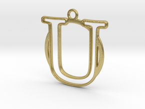 Initial U & circle  in Natural Brass