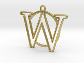 Initial W & circle  in Natural Brass