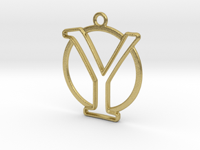 Initial Y & circle  in Natural Brass