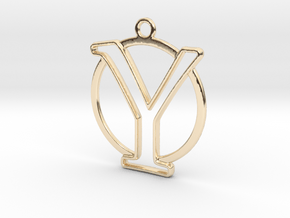 Initial Y & circle  in 14K Yellow Gold