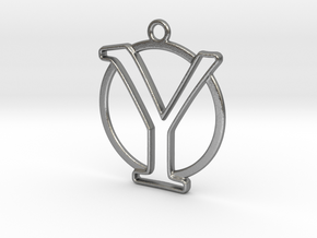 Initial Y & circle  in Natural Silver