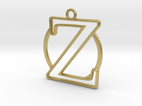 Initial Z & circle  in Natural Brass