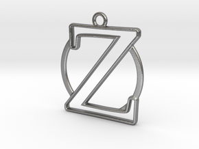 Initial Z & circle  in Natural Silver
