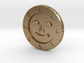 Golden Sun Coin in Polished Gold Steel