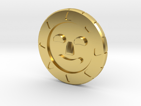 Golden Sun Coin in Polished Brass