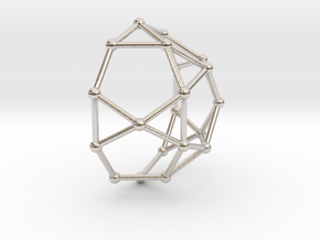 0735 J06 Pentagonal Rotunda V&E (a=1cm) #2 in Rhodium Plated Brass