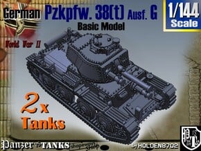 1-144 2x Basic PzKpfw 38t Ausf G in White Natural Versatile Plastic