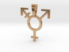 Transgender Pride Symbol Pendant in Polished Bronze