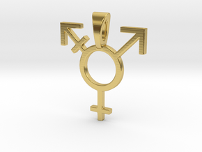 Transgender Pride Symbol Pendant in Polished Brass