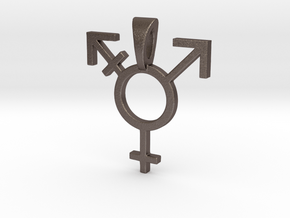 Transgender Pride Symbol Pendant in Polished Bronzed Silver Steel