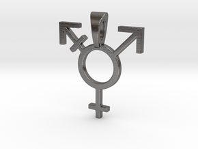 Transgender Pride Symbol Pendant in Polished Nickel Steel