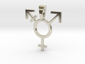 Transgender Pride Symbol Pendant in 14k White Gold