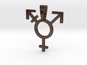 Transgender Pride Symbol Pendant in Polished Bronze Steel