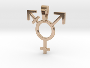 Transgender Pride Symbol Pendant in 14k Rose Gold Plated Brass