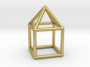 0740 J08 Elongated Square Pyramid E (a=1cm) #1 in Natural Brass