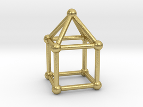 0741 J08 Elongated Square Pyramid V&E (a=1cm) #2 in Natural Brass