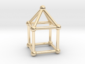 0741 J08 Elongated Square Pyramid V&E (a=1cm) #2 in 14k Gold Plated Brass