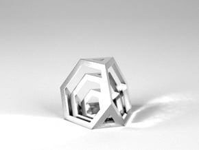 Encompassing Tetrahedron - Pendant in Polished Silver (Interlocking Parts)
