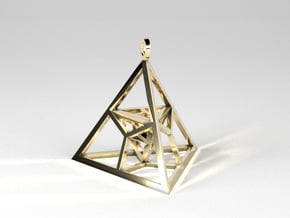 Fractal Pyramid - Pendant in Polished Brass