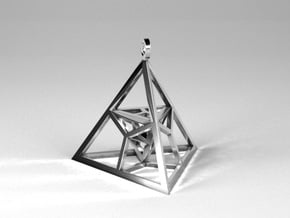 Fractal Pyramid - Pendant in Polished Nickel Steel