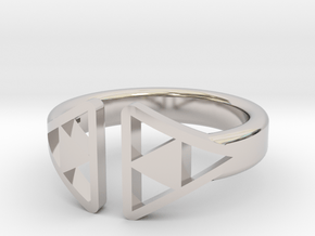 Double Trifocus Ring in Rhodium Plated Brass
