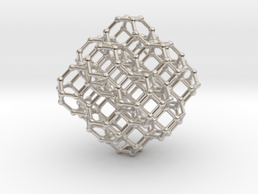 Bitruncated cubic honeycomb - pendant  in Rhodium Plated Brass