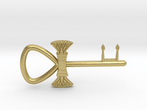 3" Ankh 'kA' key votive (lotus version) in Natural Brass