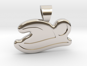 Swimming [pendant] in Rhodium Plated Brass