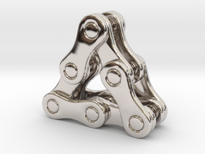 triangle of a bike chain [pendant] in Rhodium Plated Brass