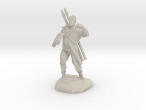 Half-orc pirate with Hammer and Net in Natural Sandstone