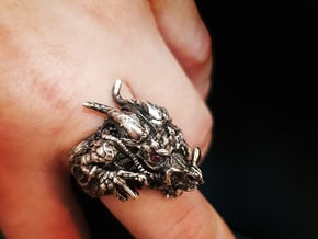 Supreme Mandarin Dragon Ring in Natural Silver: 9 / 59