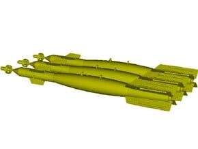 1/12 scale Raytheon GBU-12 Paveway II bombs x 3 in Tan Fine Detail Plastic