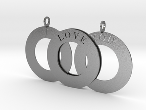 I LOVE YOU in Natural Silver (Interlocking Parts)