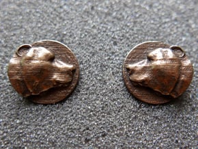Bear Head Cufflinks in Natural Bronze