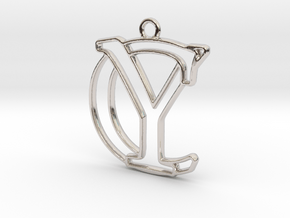 Initials C&Y monogram in Rhodium Plated Brass