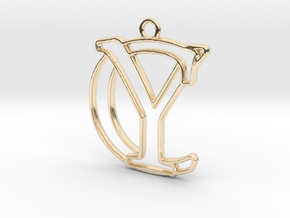Initials C&Y monogram in 14k Gold Plated Brass