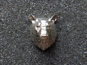 Bear Head Lapel Pin in Natural Silver