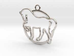 Horse & circle intertwined Pendant in Rhodium Plated Brass