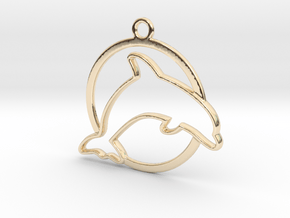 Dolphin & circle intertwined Pendant in 14k Gold Plated Brass