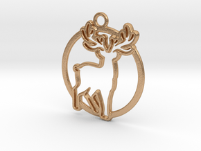 Deer & circle intertwined Pendant in Natural Bronze