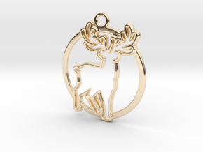 Deer & circle intertwined Pendant in 14k Gold Plated Brass