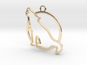 Wolf & circle intertwined Pendant in 14K Yellow Gold