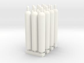 1:87 Gas Cylinders Pack of twelve in White Processed Versatile Plastic